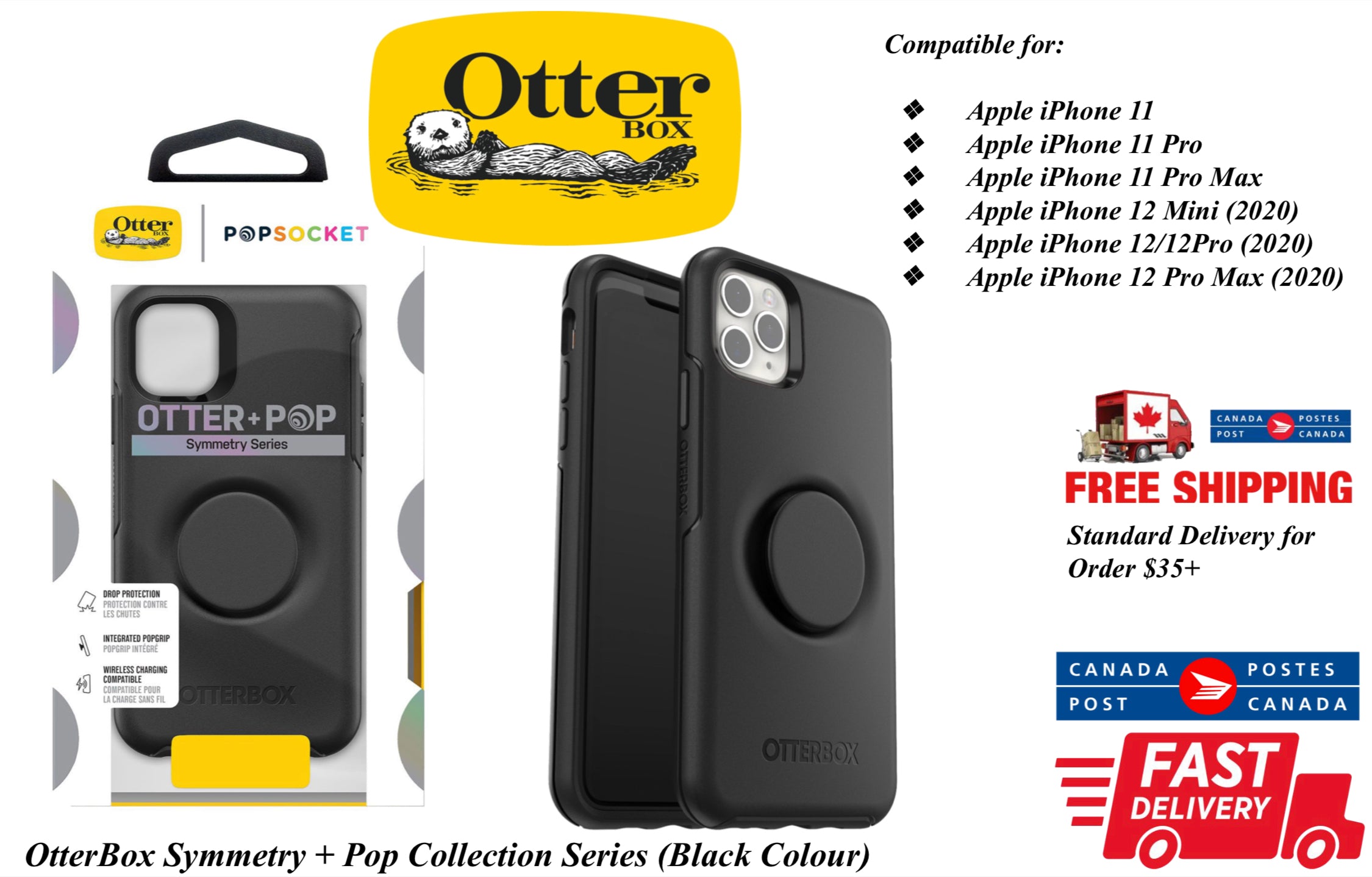 OtterBox Symmetry+Pop Collections Series Phone Case in Classic Black Colour- for Apple iPhone 11/12 Series - Super Savings Technologies Co.,LTD OtterBox Symmetry+Pop Collections Series Phone Case in Classic Black Colour- for Apple iPhone 11/12 Series - Super Savings Technologies Co.,LTD